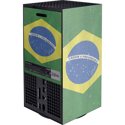 Brazil Flag Distressed XBox Series X Digital Edition Console Skin